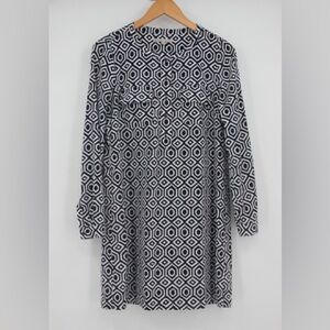 GAP Geometric Navy and White Shift Dress L EUC